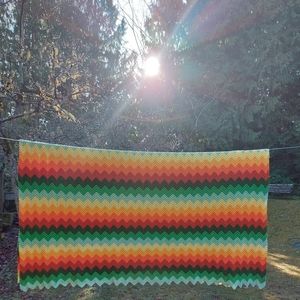 ❤🧡💛💚Full/Queen handmade chevron afgan💚💛🧡❤